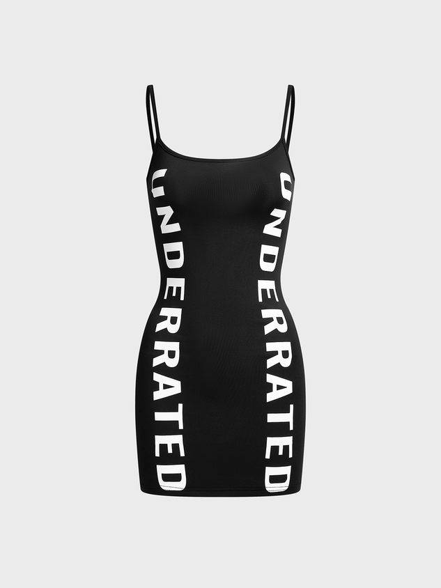 Spaghetti Text Letters Sleeveless Short Dress