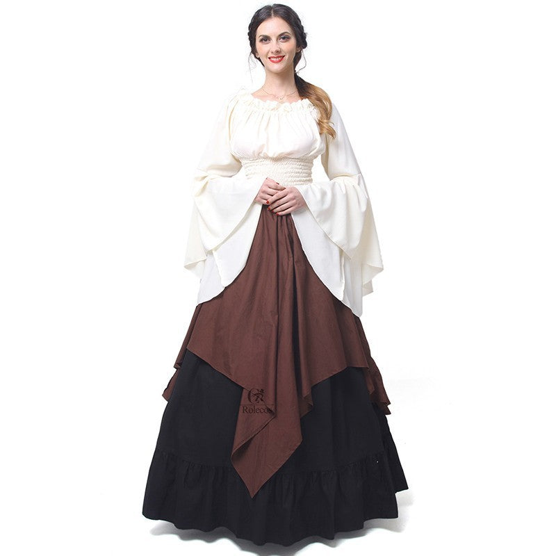 maoxiangshop group halloween costumes New Party Long Sleeve Dress Women's Renaissance Medieval Costume