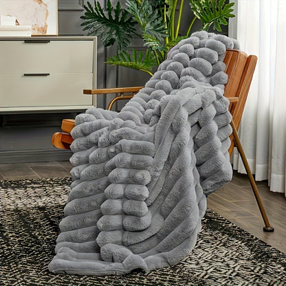 NLDD Luxury Faux Fur Throw Blanket - Soft Warm Flannel, Ideal for Office Naps & Cozy Air Conditioning Comfort, Modern Style for All Seasons, Jacquard Weave, Reversible, Machine Washable, Perfect for Hiking & Occasions, Thanksgiving/Christmas/Halloween Gif