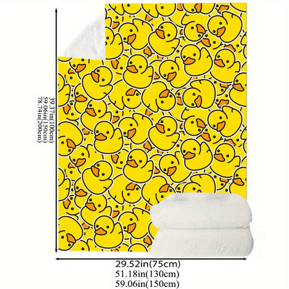 1pc Little Yellow Duck Print Gift Blanket, Lightweight Comfortable Flannel All Season Blanket For Office, Couch Lunch Break, Camping Travel Blanket