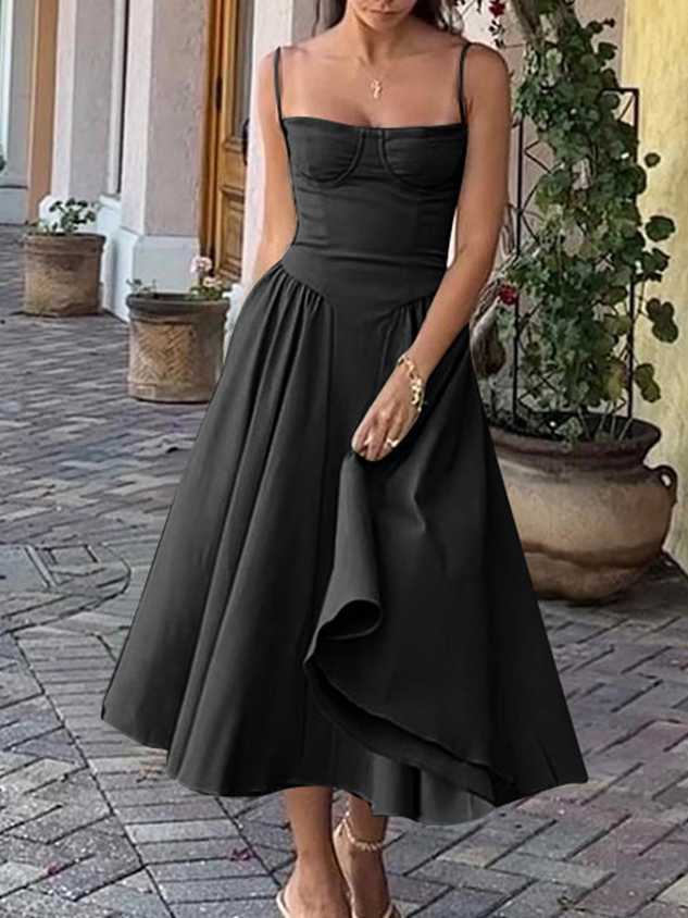 Spaghetti Plain Sleeveless Maxi Dress