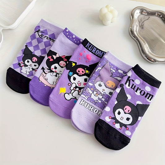 [Authorized]5 Pairs of Girls' Four-Season Sanrio Kulomi Cartoon Animation Socks Are Suitable for Girls' Daily Wear