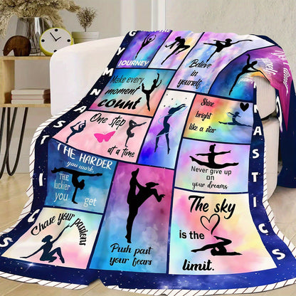 1pc Sport Girl Print Flannel Blanket, Soft Cozy Throw Blanket Nap Blanket For Travel Sofa Bed Office Home Decor, Birthday Holiday Gift Blanket For Boys Girls Adults, Available All Season