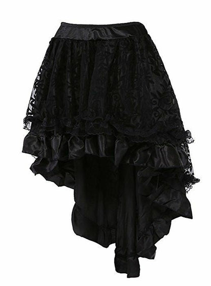maoxiangshop group halloween costumes Corset Skirt Elastic Waist Zipper Solid Color Flocking Irregular Skirt