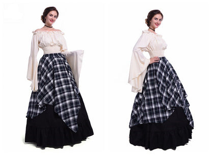 maoxiangshop group halloween costumes New Party Long Sleeve Dress Women's Renaissance Medieval Costume