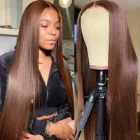 Brazilian Straight Lace Front Wig Pre Plucked Bleached Knots 36 Inch 150% Burgundy Red/Blonde/Pink/Blue/Brown/Purple/Ginger Orange Black Synthetic Wigs For Black Women