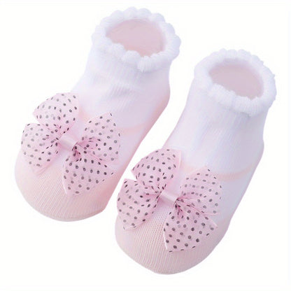 1 Pair Of Baby's Cotton Blend Fashion Cute Pattern Low-cut Socks, Comfy Breathable Princess Style Thin Socks For Spring And Summer