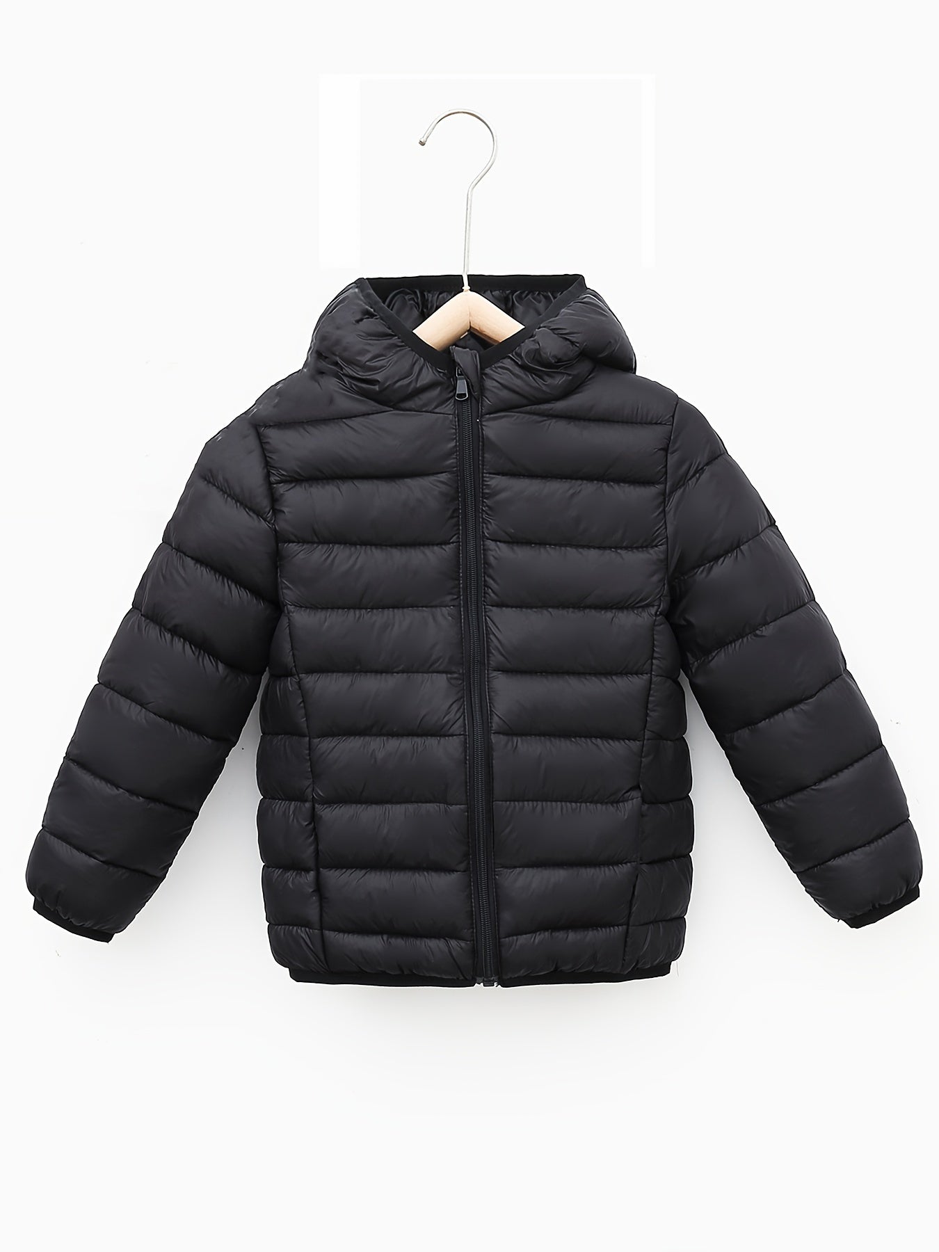 Boys Lightweight Solid Color Hooded Coat - Warm, Water-Resistant, and Breathable Zipper Jacket for Fall and Winter - Perfect for Outdoor Play and Casual Wear