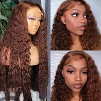 Long #4/27 Highlight Colored Human Hair Wigs Ombre Blonde Kinky Curly Lace Front Synthetic Wig For Black Women