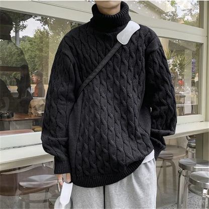 maoxiangshop Winter Turtleneck Sweater Men Knitted Thick Warm Pullover Mens Warm Solid Color Loose Casual Sweaters Male Daily Clothing  5XL