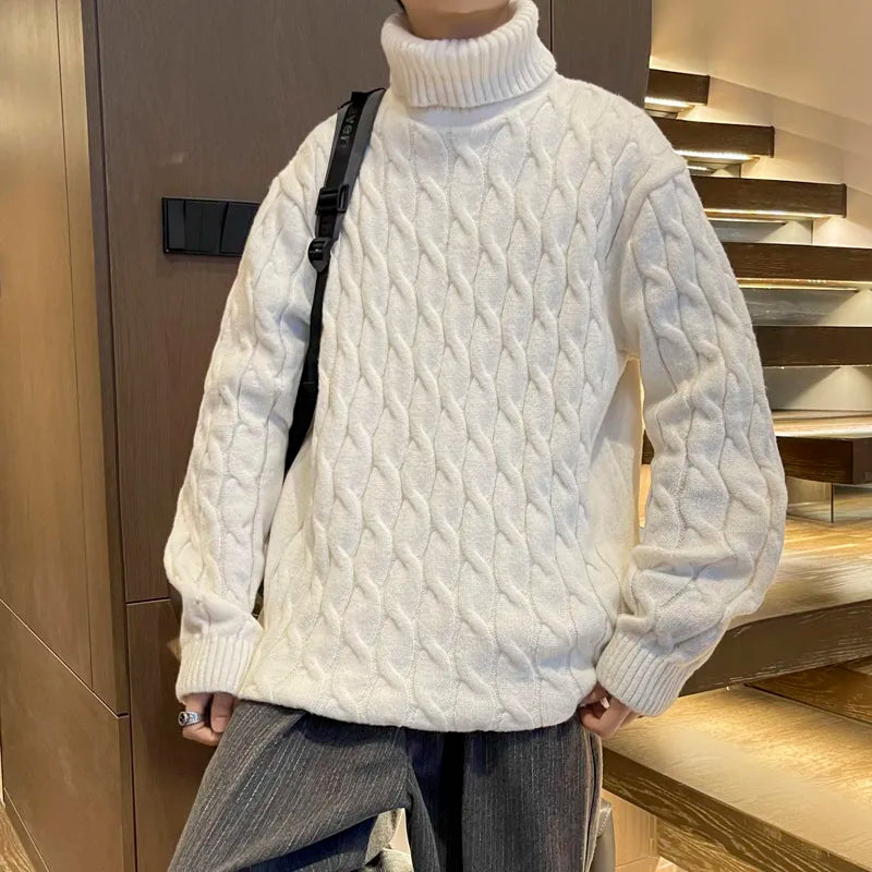 maoxiangshop Winter Turtleneck Sweater Men Knitted Thick Warm Pullover Mens Warm Solid Color Loose Casual Sweaters Male Daily Clothing  5XL