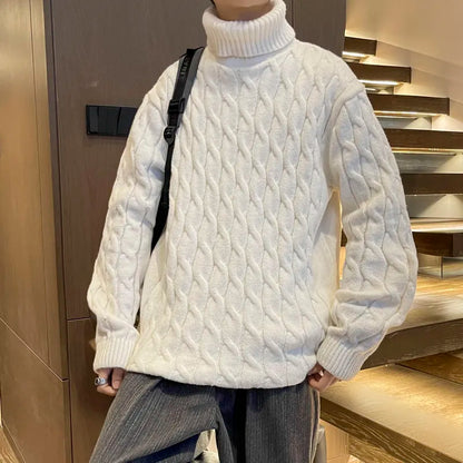 maoxiangshop Winter Turtleneck Sweater Men Knitted Thick Warm Pullover Mens Warm Solid Color Loose Casual Sweaters Male Daily Clothing  5XL
