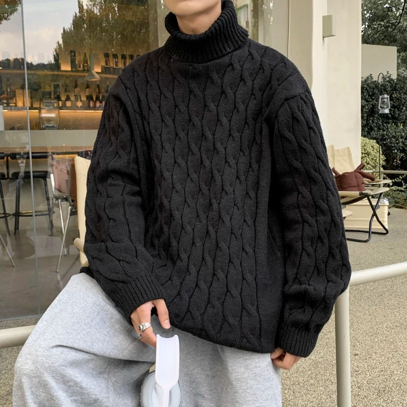 maoxiangshop Winter Turtleneck Sweater Men Knitted Thick Warm Pullover Mens Warm Solid Color Loose Casual Sweaters Male Daily Clothing  5XL