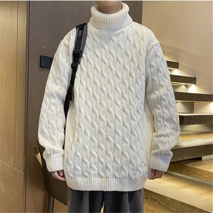 maoxiangshop Winter Turtleneck Sweater Men Knitted Thick Warm Pullover Mens Warm Solid Color Loose Casual Sweaters Male Daily Clothing  5XL