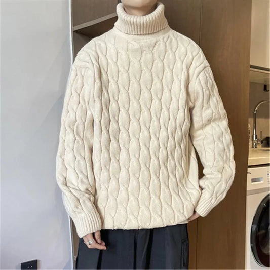 maoxiangshop Winter Turtleneck Sweater Men Knitted Thick Warm Pullover Mens Warm Solid Color Loose Casual Sweaters Male Daily Clothing  5XL