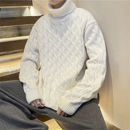 maoxiangshop Winter Turtleneck Sweater Men Knitted Thick Warm Pullover Mens Warm Solid Color Loose Casual Sweaters Male Daily Clothing  5XL