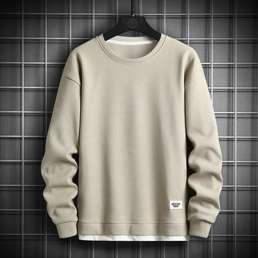 maoxiangshop Solid Color Sweatshirt Men Hip Hop Streetwear Long Sleeve O Neck Pullovers Mens Sportswear Fashion Causal Sweatshirt Tops