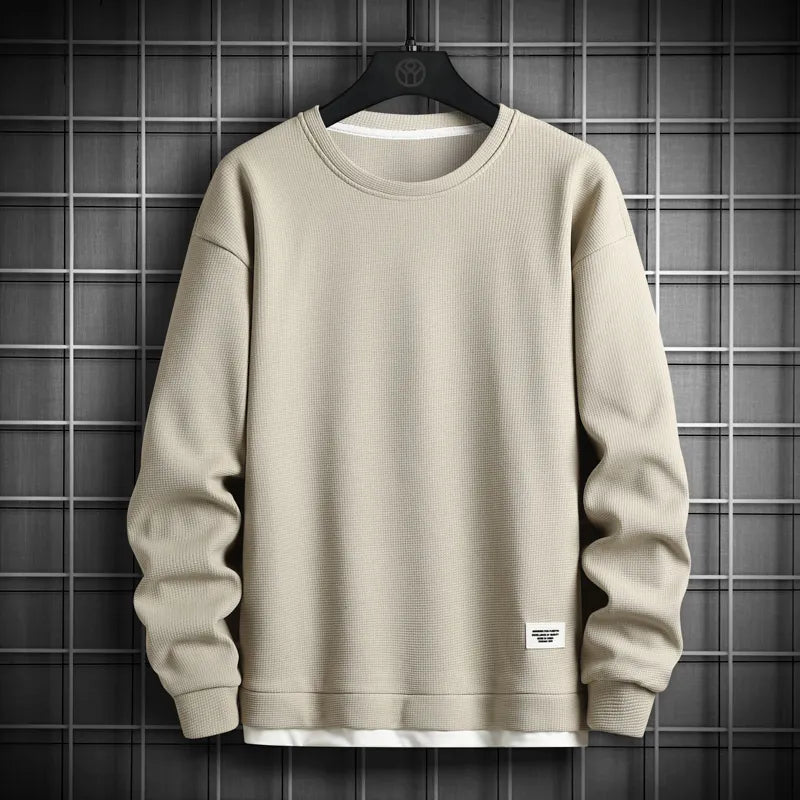 maoxiangshop Solid Color Sweatshirt Men Hip Hop Streetwear Long Sleeve O Neck Pullovers Mens Sportswear Fashion Causal Sweatshirt Tops