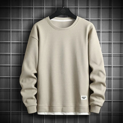 maoxiangshop Solid Color Sweatshirt Men Hip Hop Streetwear Long Sleeve O Neck Pullovers Mens Sportswear Fashion Causal Sweatshirt Tops