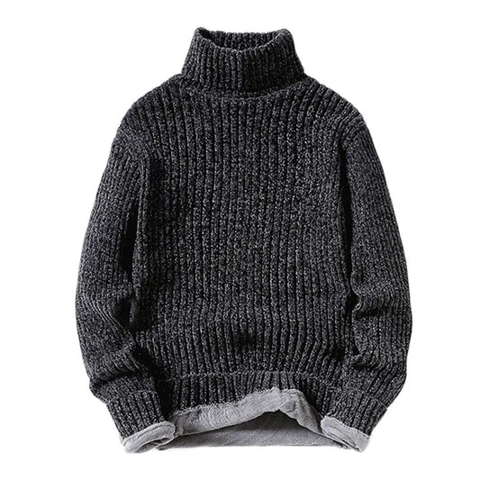 maoxiangshop Winter Fleece Turtleneck Sweaters Men Fashion Slim Fit Knitted Pullovers Mens Solid Color Casual Sweaters Male Warm Knitwear
