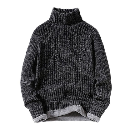 maoxiangshop Winter Fleece Turtleneck Sweaters Men Fashion Slim Fit Knitted Pullovers Mens Solid Color Casual Sweaters Male Warm Knitwear