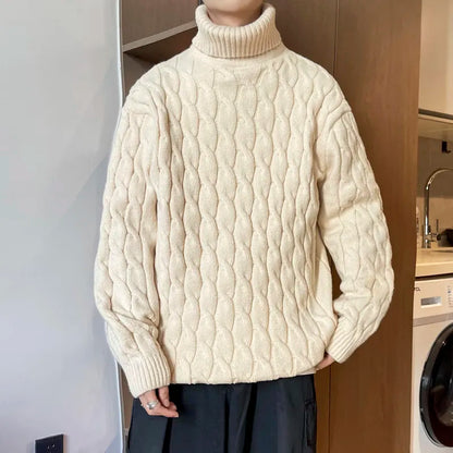 maoxiangshop Winter Turtleneck Sweater Men Knitted Thick Warm Pullover Mens Warm Solid Color Loose Casual Sweaters Male Daily Clothing  5XL