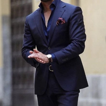 maoxiangshop Royal Blue Slim Men Suits Handsome Wedding Groomsmen Groom Tuxedos Party Pro Business 2 Piece(Jacket+Pants) Custom Made