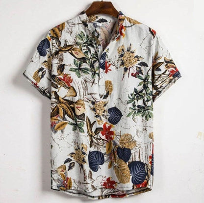 Fashion Mens Hawaiian Beach Shirts Summer New Short Sleeve Floral Print Tropical Aloha Shirts Holiday Vacation Clothing