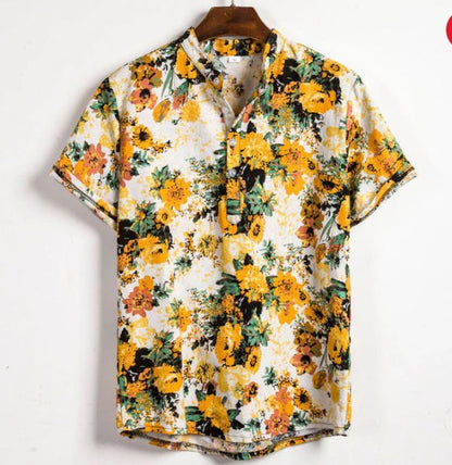 Fashion Mens Hawaiian Beach Shirts Summer New Short Sleeve Floral Print Tropical Aloha Shirts Holiday Vacation Clothing