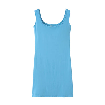 maoxiangshop Summer New Women's Solid Color Strap Casual Dress