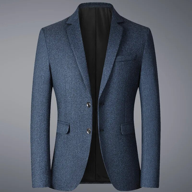 maoxiangshop New Blazers Men Solid Color Business Causal Mens Suits Coats Mens Blazers Two Buttons Flap Pocket Smart Casual Blazers for Men