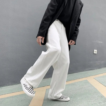maoxiangshop Wide Leg Jeans Men Fashion Casual White Jeans Men Streetwear Korean Loose Hip-hop Straight Jeans Mens Denim Trousers M-3XL