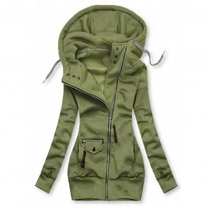 maoxiangshop Women Fashion Long Sleeve Drawstring Hooded Slim Jacket Coat Zipper Outerwear