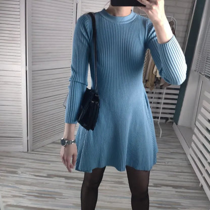 maoxiangshop basic autumn winter short aline thick sweater dress elegant knit dress women slim mini dress Female chic knit sexy dress