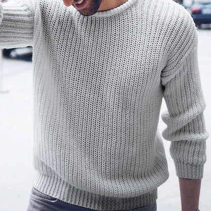 maoxiangshop Men Sweaters Solid Color Round Neck Sweater Men Long Sleeve Knitted Pullover Men Sweaters Mens Clothes pull homme ropa hombre
