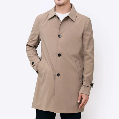 maoxiangshop Spring Autumn Men Long Coat Windbreaker Casual Loose Design Solid Color Trench Men Fashion Korean Style Mens Jackets Outerwear
