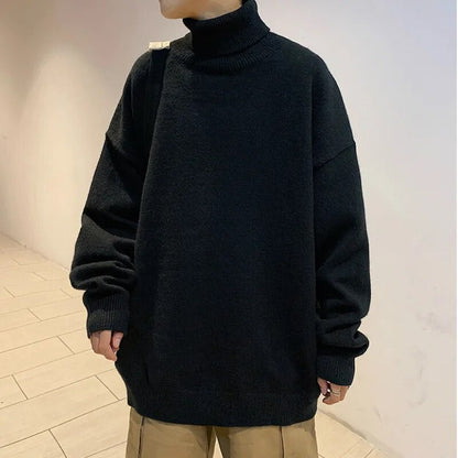 maoxiangshop Knitted Warm Sweater Men Turtleneck Sweater Men's Loose Casual Pullovers Bottoming Shirt Autumn Winter New Solid Color Pullovers