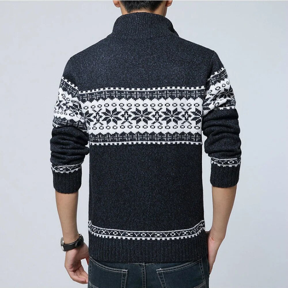 maoxiangshop New Autumn Winter Men's Sweater Wool Men Mandarin Collar Solid Color Casual Sweater Men's Thick Fit Brand Knitted Cardigans
