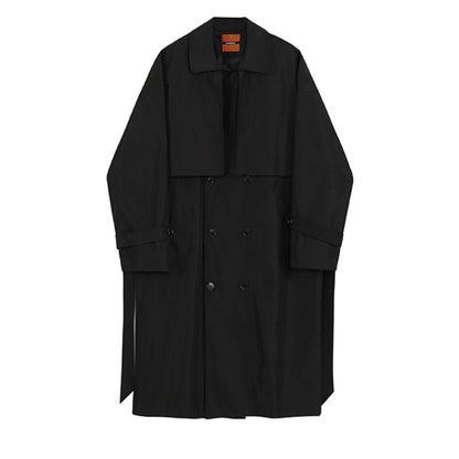 maoxiangshop men's clothing Korean trend windbreaker mid long loose clothes handsome male's Autumn casual trench coat with belt new