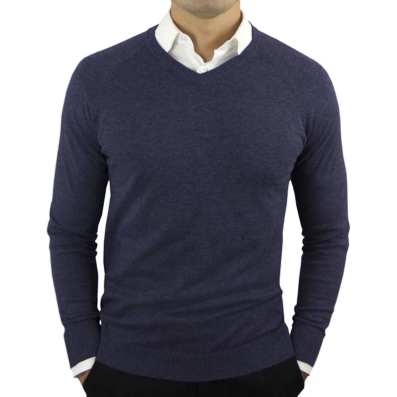maoxiangshop High Quality New Fashion Brand Woolen Knit Pullover V Neck Sweater Black for Men Autum Winter Casual Jumper Men Clothes 2Xl