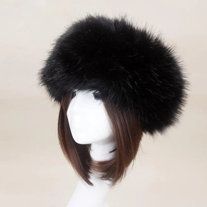 maoxiangshop Hot Winter Thick Furry Hairband Fluffy Russian Faux Fur Women Girl Fur Headband Hat Winter Outdoor Earwarmer Ski Hats new