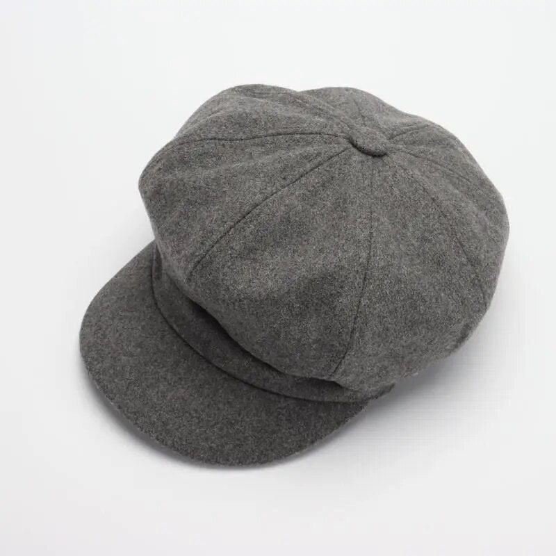 maoxiangshop Autumn Winter Hats for Women Solid Plain Octagonal Newsboy Cap Men Ladies Casual Wool Winter Beret Women Painter