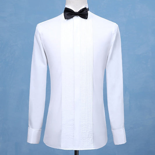 maoxiangshop Fashion Groom Tuxedos Shirts Best Man Groomsmen White Black Red Men Wedding Shirts Formal Occasion Men Shirts Wingtip Collar