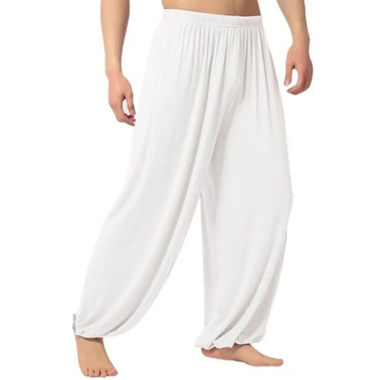 maoxiangshop Yoga Pants Men\'s Casual Solid Color Baggy Trousers Belly Dance Yoga Harem Pants Slacks sweatpants Trendy Loose Dance Clothing