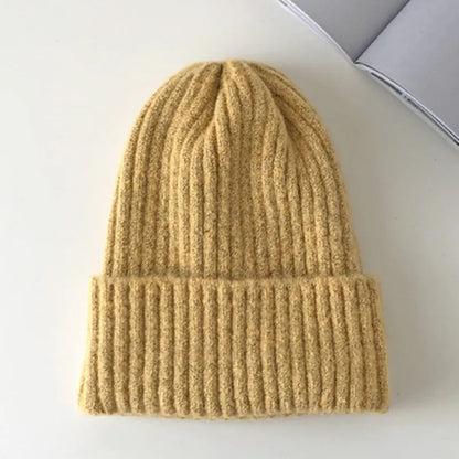 maoxiangshop New Candy Colors Winter Hat Women Knitted Hat Warm Soft Trendy Hat Kpop Style Wool Beanie Elegant All-match Hat