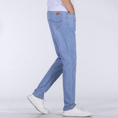maoxiangshop Summer light-blue New Men's Stretch Jeans£¬Korean version Fashion Casual Slim Fit High Quality Elastic Denim Male Brand Clothes
