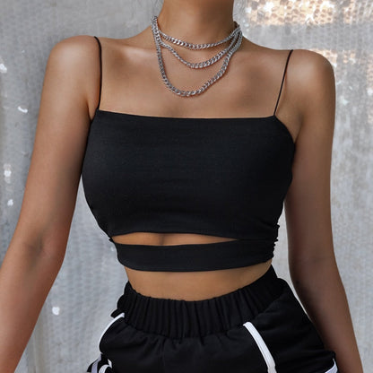 maoxiangshop New Fashion Hot Sexy Women Summer Sexy Casual Sleeveless Cut-Out Short Tee Shirt Crop Top Vest Strap Tank Top Blouse