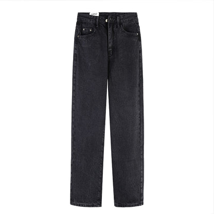 Jeans Women Black Straight Vintage Washed Long Trousers Street Wear All-match Baggy Autumn Fashion Ulzzang Leisure Teens Retro