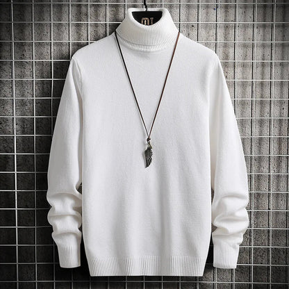 maoxiangshop Turtleneck Sweaters Men Solid Pullovers Winter Knitted Sweater Turtleneck Pullovers Black Gery Winter Warm Sweater Men Clothing