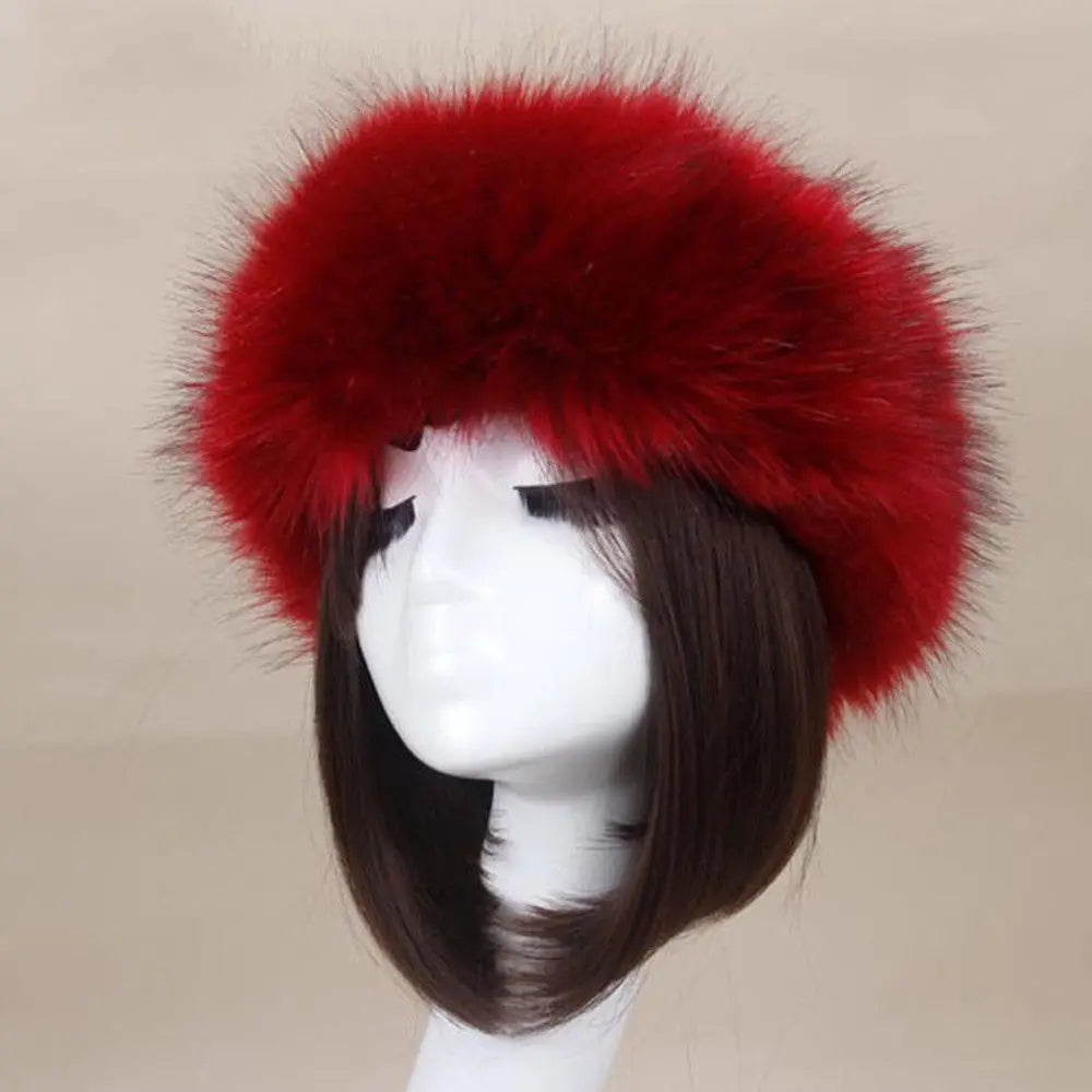 maoxiangshop Hot Winter Thick Furry Hairband Fluffy Russian Faux Fur Women Girl Fur Headband Hat Winter Outdoor Earwarmer Ski Hats new